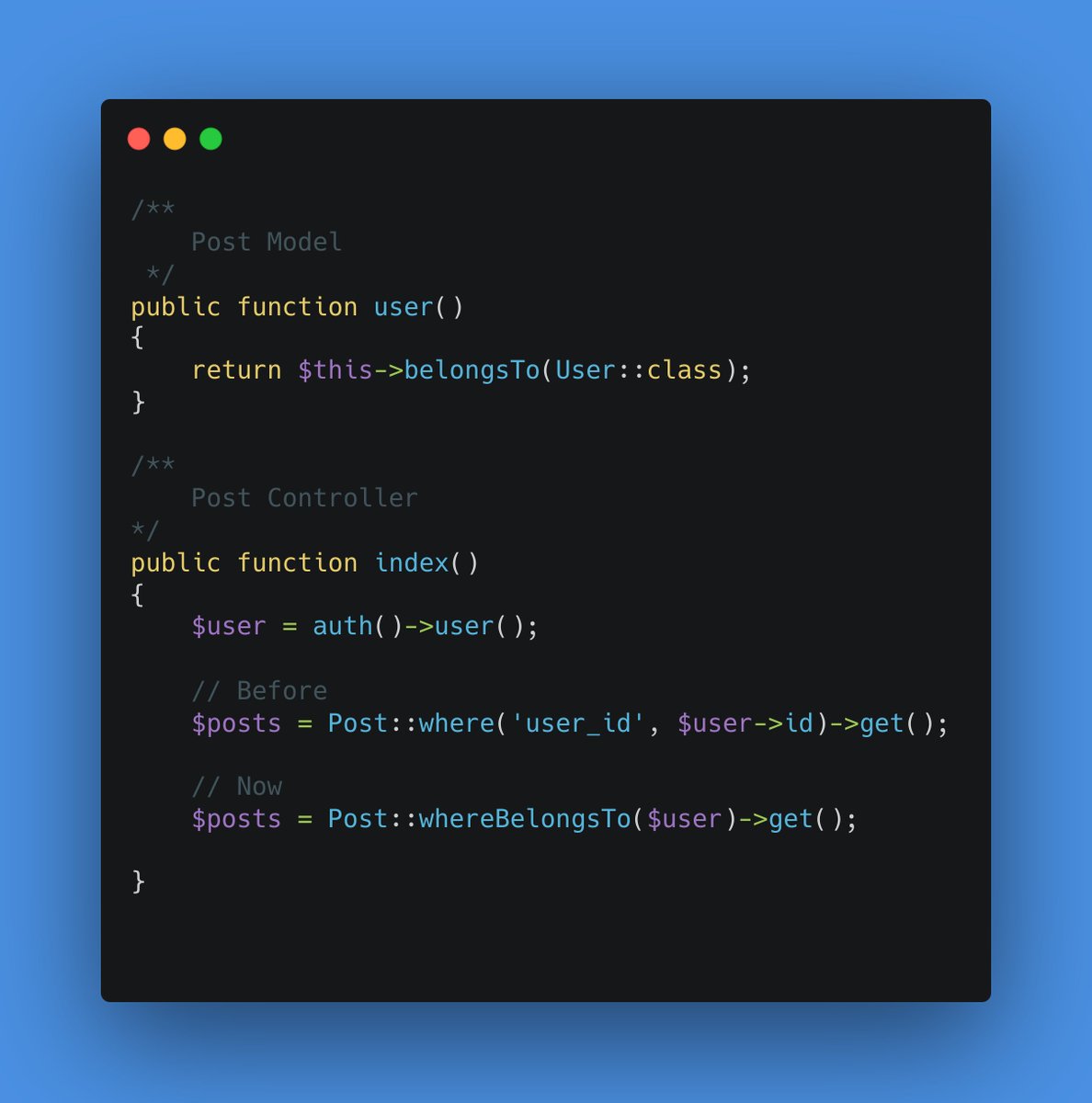 Laravel: whereBelongsTo