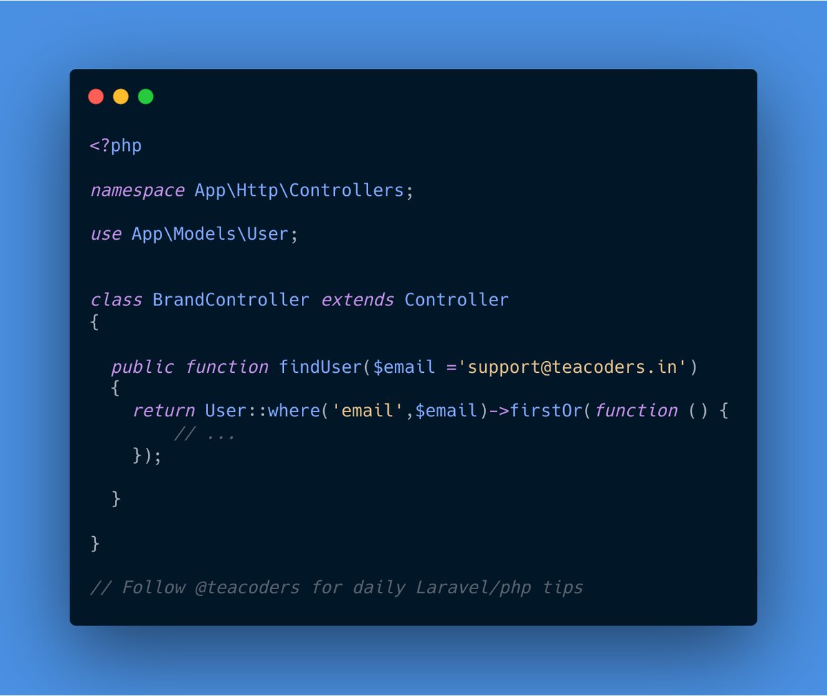 Use firstOr with a fallback callback